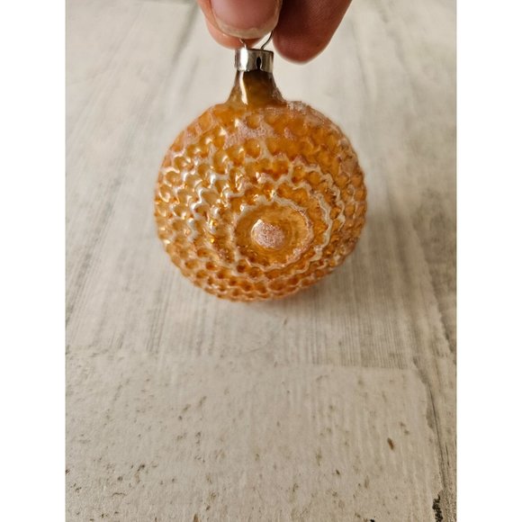 Czech orange shell unique glass ornament bumpy Xmas tree - Picture 4 of 8
